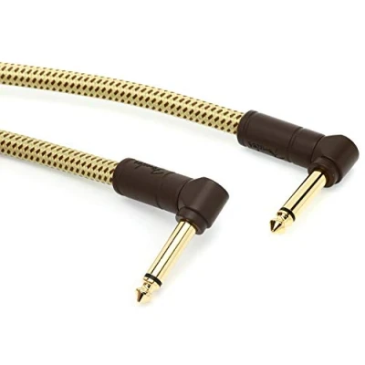 Image of Fender 990820097 Deluxe Series Patch Cable 1 ft ANG/ANG Tweed