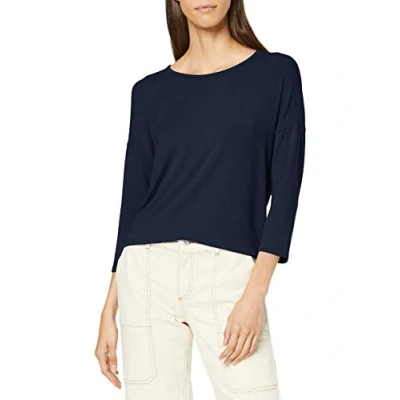 Image of ONLY Women Thin Knit Sweater 3/4 Longseeve Round Neck Shirt Basic Stretch Pullover ONLGLAMOUR, Colours:Dark Blue 2, Size:M
