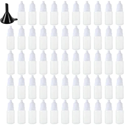Image of FWEEK 200PCS Plastic Dropper Bottles 10ml Small Empty Squeezable Bottle, White Translucent Eye Liquid with Cap