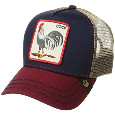 Image of Goorin Bros. All American Rooster Cock Hahn Navy Red A Frame Adjustable Trucker Cap One Size