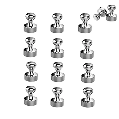 Image of Neodymium Magnets, 12pcs N52 Pin Magnets Fridge Steel Magnetic Push Pins Strong for Refrigerator White board Notice School Home Office.