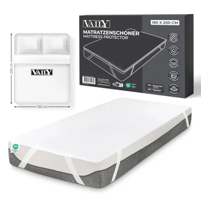 Image of Vaily Mattress Protector 180 x 200 cm Oeko Tex Certified Protector, Waterproof and Washable Topper Breathable Moisture Protection