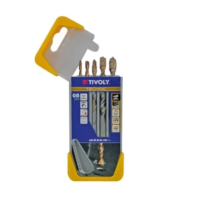 Image of Tivoly B43 Pack of 5 Drill Bits for Concrete, High Performance Range (Diameter 4, 5, 6, 8, 10 mm