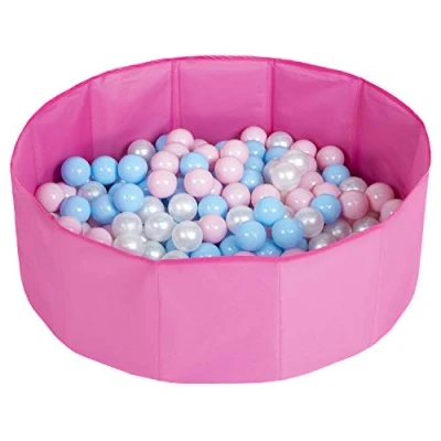 Image of Selonis Children Colourfull Foldable Ballpit with 300 Balls, Pink:Babyblue/Powderpink/Pearl