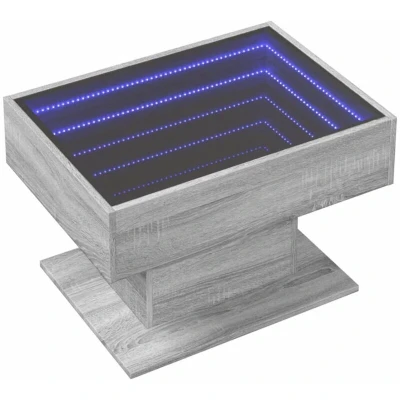 Image of vidaXL Coffee Table with LED Grey Sonoma 70x50x45 cm Engineered Wood