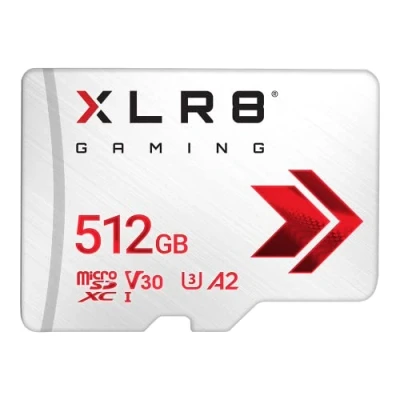 Image of PNY XLR8 Gaming 512 GB Class 10 U3 V30 A2 microSDXC Flash Memory Card, Read speed up to 100MB/s, Ideal for smartphones, tablets, handheld consoles