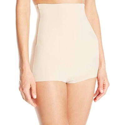 Image of Maidenform Women&#039;s Sleek Smoothers Hiwaist Boyshort Everyday Control &amp; Light Weight Knickers, Beige (Paris Nude), L