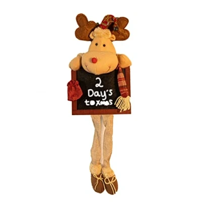 Image of Marco Paul Novelty Hanging Christmas Reindeer with Chalkboard Decorations Wall Decoration Festive Ornaments Soft Touch Reusable Countdown Xmas Home Decor