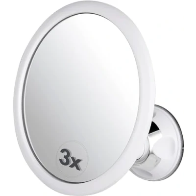Image of MIRRORVANA 3X Magnifying Round Shower Mirror for Fogless Shaving with Suction Cup, Shatterproof Surface and 360 Swivel, 6.7&quot;