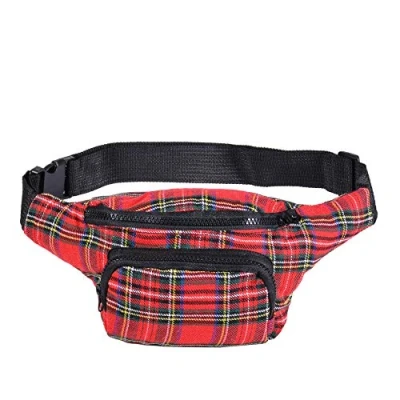 Image of One BFD Fanny Pack Waist Bumbag Bum Bag Running Belt for Ladies Men Kids Festival Causal Holiday Wipe Clean Adjustable Strap (Tartan)