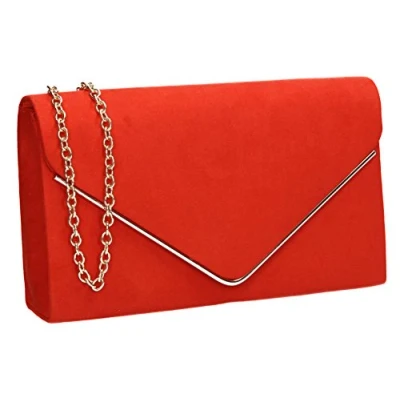 Image of Swanky Swans Women&#039;s Oscar Envelope Suede Velvet Party Prom Clutch Bag Orange (Orange) ,4x12x22 cm (W x H L)