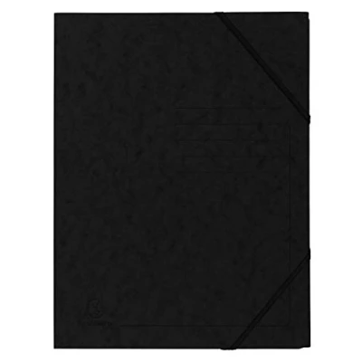 Image of Exacompta Ref 555411E Elasticated Folder 240 x 320mm in Size, Suitable for Holding A4 Documents, 355gsm Mottled Pressboard, Straps Black (Pack of 5)