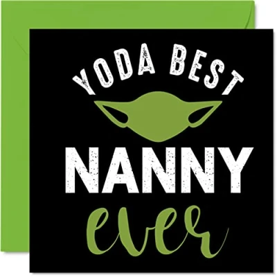 Image of Funny Birthday Cards for Nanny Yoda Best Joke Happy Card from Grandson Granddaughter, Banter Gifts, 145mm x Mother&#039;s Day Greeting