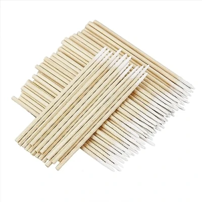 Image of 200 Count Cotton Swab, 7CM Swabs Pointed Tip, Wood Sticks, Tipped Applicator, Tattoo Permanent Supplies, Makeup Cosmetic Applicator Sticks (Bamboo)