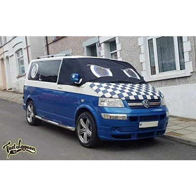 Image of VW Rocky Transporter T5 Window Screen Curtain Wrap Cover Frost Protection Blinds Eyes (Blue)