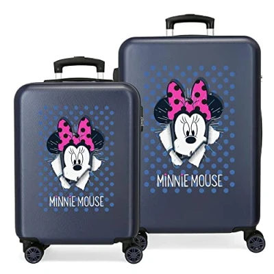 Image of Disney Minnie Sunny Day Blue Luggage Set 55/68 cm Rigid ABS Combination Lock 104 Litre 4 Double Wheels Hand
