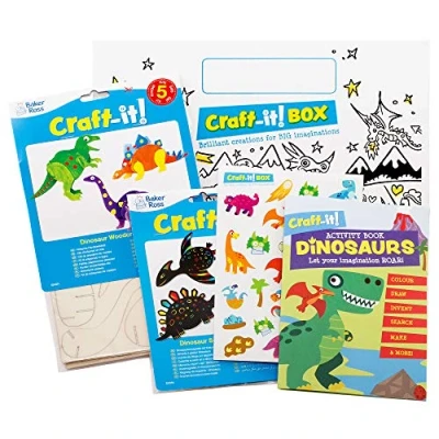 Image of Baker Ross CBS009 Dinosaur Craft Box Creative Arts and Crafts Activities for Kids