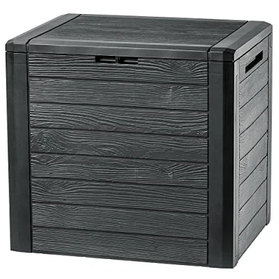 Image of KADAX Outdoor Storage Box 140L, Waterproof Plastic Chest for Storing Garden Tools, Equipment and Cushions, Decorative Container Outside (Anthracite)