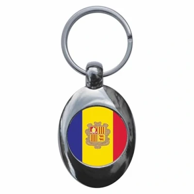 Image of Ozorath Andorra National Flag Keyring Keychain Key Ring Chain With Trolley Coin