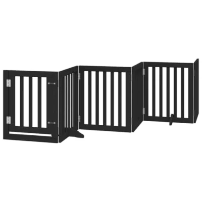 Image of vidaXL Dog Gate Foldable 3 Panels Black 150 cm Poplar Wood