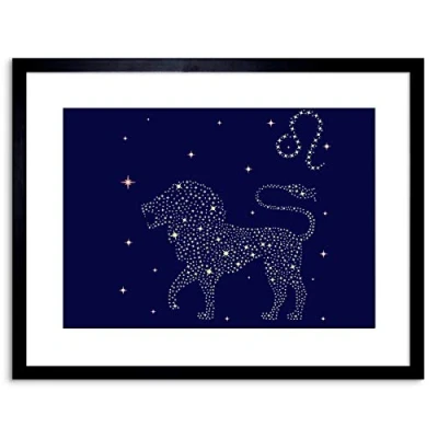 Image of Wee Blue Coo Painting Illustration Zodiac Star Sign Leo Lion Framed Wall Art Print