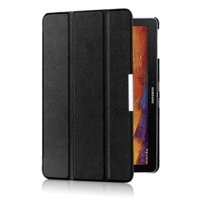 Image of Huanghua SM P600 P601 P605 Smart Stand Cover Case for Samsung Galaxy Note 10.1 (2014 Edition) Ultra Slim Flip Folio Pu Leather Pouch with Magnetic Auto Slepp&amp;Awake up (Black)