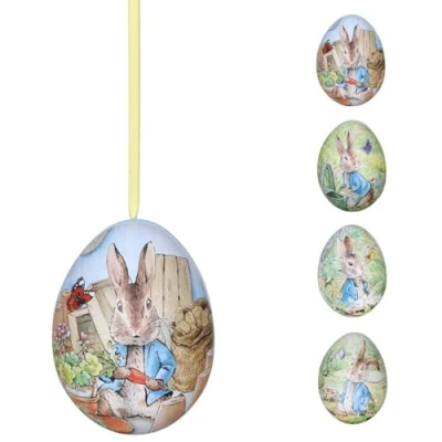Image of Carousel Home Hanging Mini Egg Shaped Tin Trinket Sweet Keepsake Small Decoration Gift Easter Gifts Design Varies One supplied