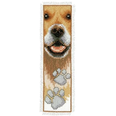 Image of Vervaco Bookmark Dog Footprint Counted Cross Stitch Kit, Multi Colour