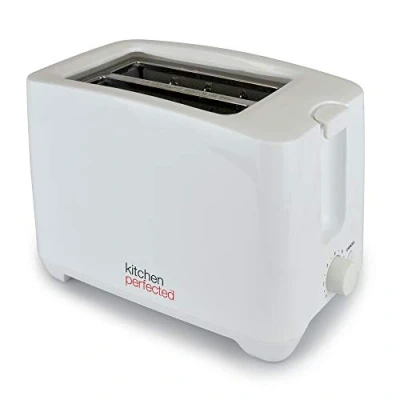 Image of Kitchen Perfected® 2 Slice Extra Wide Slot Toaster 750W 7 Browning Levels High Lift Eject Function Centralisation for Even Cooking Removable Crumb Tray E2020WH White