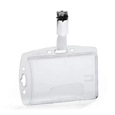 Image of Durable Acrylic Security Pass Holder 54 x 86 mm with Clip Transparent Pack of 25 Badges Ideal for Holding Swipe Cards, ID etc.