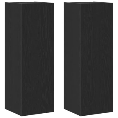 Image of vidaXL Wall Mounted TV Cabinets 2 pack, Black Oak, 30.5 x 30 90 cm, Made from Engineered Wood