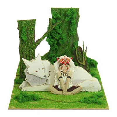 Image of Sankei Studio Ghibli Mini Non Scale Paper Craft Princess Mononoke MP07 45 San &amp; he wolf