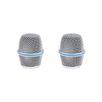 Image of 2 set Replacement Blue Steel Mesh Microphone Grill Head Parts Accessory BETA 87A, Silver