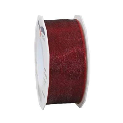 Image of Präsent Four Seasons Organza Wired Edge Ribbon Bordeaux 40 mm Width, 25 m Length