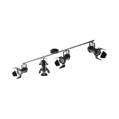 Image of Ceiling Light &#039;Tilen&#039; dimmable (Industrial Design) in Black Made of Metal for e.g. Living Room &amp; Dining (4 Sources, GU10) from Lindby lamp, lamp