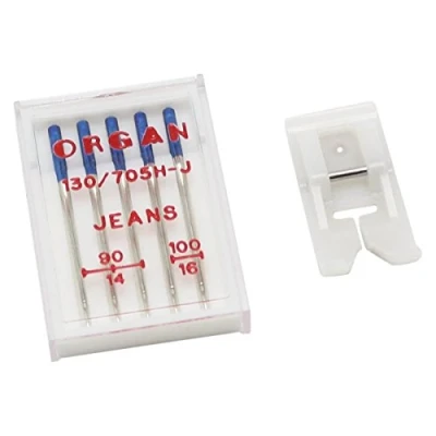 Image of Alfa organ Sewing Accessory Set Special for Jeans with Needles + Teflon Machine Presser Foot Machine, Stainless Steel
