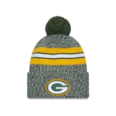 Image of New Era Green Bay Packers NFL 2023 Sideline Sport Knit OTC Yellow Beanie