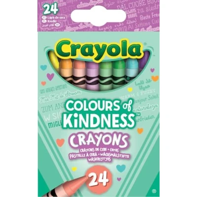 Image of CRAYOLA Colours of Kindness Crayons Assorted (Pack 24) That Represent Good Feelings Ideal for Kids Aged 3+
