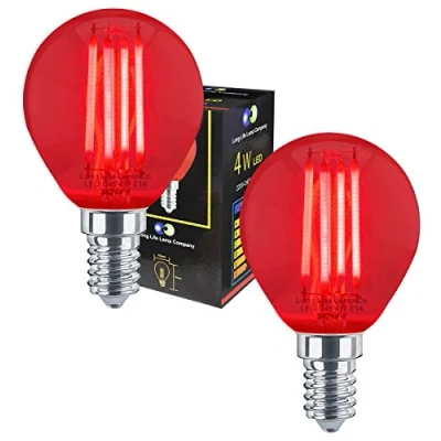 Image of 2 x Ambient Red 4w LED Golf Ball Light Bulb E14 Clear Glass