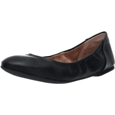 Image of Amazon Essentials Women&#039;s Belice Ballet Flat, Black Faux Leather, 12 UK Wide