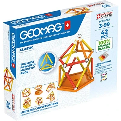 Image of Geomag Classic 42 Pieces Magnetic Construction for Children Green Collection 100 Percent Recycled Plastic Educational Toys