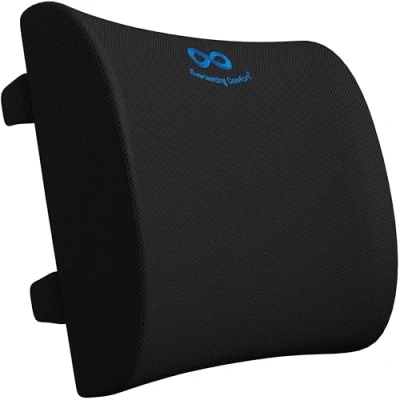 Image of Everlasting Comfort Memory Foam Lumbar Support Cushion w/ Dual Adjustable Straps Office Chair, Car Seat for Back Pain Relief, Posture