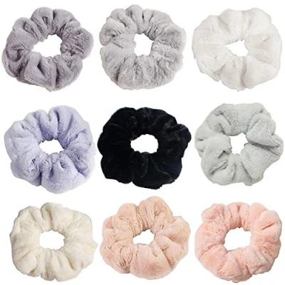 Image of 9PCS Hair Scrunchies Velvet Elastic Bands Colorful Scrunchy Bobbles Ties Ponytail Holder for Girls and Women Accessories Soft Bobble