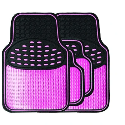 Image of Streetwize SWTP7 Revelation Mat Set Metallic Anti Slip Car Mats Heavy Duty, All Weather Interior Accessory (Pink)