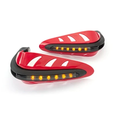 Image of Alchemy Parts RED Integrated Motorbike Quad Bike LED Handguards Protectors Built In Indicators