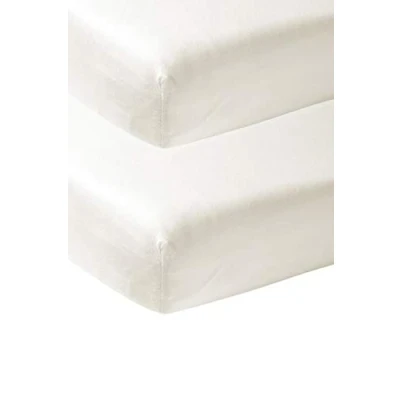 Image of Meyco 564201 2 Pack Fitted Sheet, Cot, Offwhite