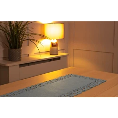 Image of Rectangular Felt Table Runner with Openwork Star and Snowflake Design (Grey)