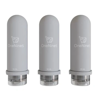 Image of OneNine5 Travel Bottles for Toiletries 3 Pack 90ml (Grey) Essentials Silicone Refillable Liquid Bottles. Airline Approved 100ml Toiletries.