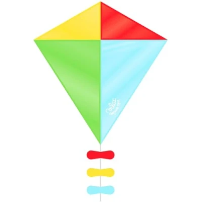 Image of Vilac Diamond Shaped Kite, Large Kite For Kids&#039; Outdoor Play, Easy and Perfect Beginners, 3+ Years, Nylon, Multicolour, 60 x 70 cm