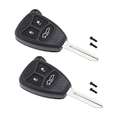 Image of Create idea 3 button Car Key Fob Case Replacement Housing Shell Compatible with Chrysler 300C Dodge Jeep Uncut Blade 2Pcs